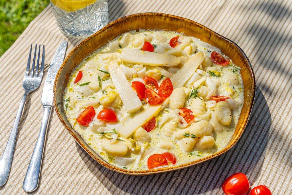 gnocchi met asperge en witlof