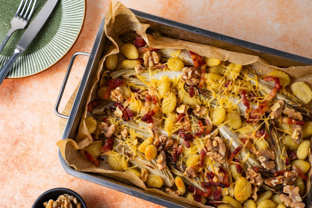 gnocchi ovenschotel traybake met witlof